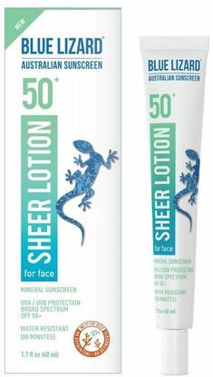 Blue Lizard Sunscreen - SPF 50 Sheer Face Mineral Sunscreen Lotion - SPF 50