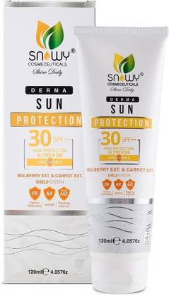SNOWY COSMECEUTICALS Sunscreen - SPF 30 PA+++ Derma Sun Protection With Mulberry and Carrot Extract UVA/UVB IR-A