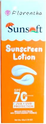 FLORENTHA Sunscreen - SPF 70 PA+++ SUNSOFT SUNSCREEN LOTION FOR COMPLETE PROTECT SUN RAYS PACK OF- 50g x 1