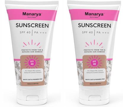 Manarya Sunscreen - SPF 40 PA+++ Natural Baby Sunscreen Cream For UVA & UVB Protection