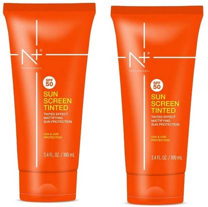 N PLUS PROFESSIONAL Sunscreen - SPF 50 PA+++ Sun Screen TINTED SPF 50 WITH TINTED EFFECT MATTIFYING 100 ML pack of 2