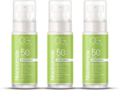 OG BEAUTY Sunscreen - SPF 50 PA+++ Sunscreen - SPF 50 PA+++ with Niacinamide & Cica | Pack of 3 (150 ml)