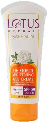 LOTUS HERBALS Sunscreen - SPF 50 PA+++ Safe Sun UV Shield Whitening Gel Creme