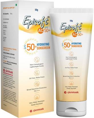 Episoft Sunscreen - SPF 50 PA++++ AC SPF 50+ Hydrating Sunscreen with Broad Spectrum UV-A/B Protection