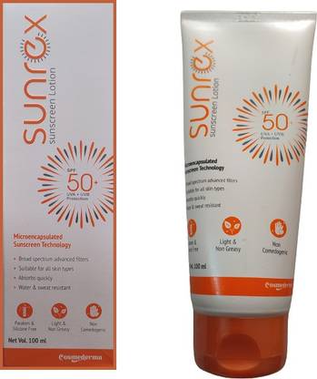 SUNREX Sunscreen - SPF 50 SunScreen Lotion || SPF 50+ UVA+UVB Protection {PACK OF 1*100ML}