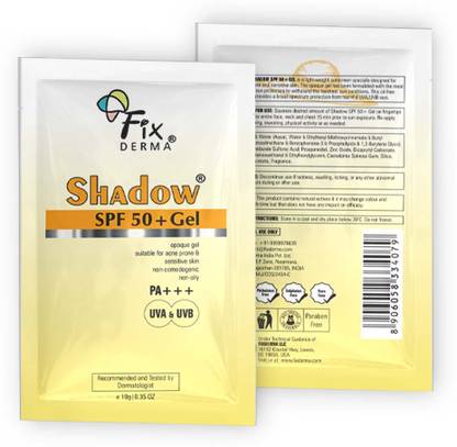 Fixderma Sunscreen - SPF 50 PA+++ Shadow Sunscreen SPF 50+ Gel For Oily Skin, UVA-UVB Protection, Water Resistant