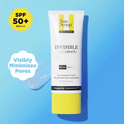 SunScoop Sunscreen - SPF 50 PA+++ Invisible Primer Sunscreen | No White Cast | Pore Minimization