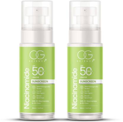 OG BEAUTY Sunscreen - SPF 50 PA+++ Sunscreen - SPF 50 PA+++ with Niacinamide & Cica | Pack of 2 (100 ml)