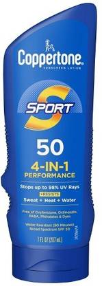 Coppertone Sunscreen - SPF 50 PA++ Sport Sunscreen Lotion Broad Spectrum SPF 50 4-IN-1 Performance