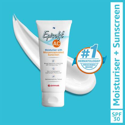 Episoft Sunscreen - SPF 30++++ PA++++ AC Lightweight Moisturiser with Sunscreen for All Skin Types, Fragrance Free