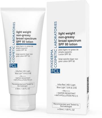 Fixderma Sunscreen - SPF 80 PA++++ Light Weight Non- Greasy Broad Spectrum SPF 80 Lotion, Non-Comedogenic Sunscreen