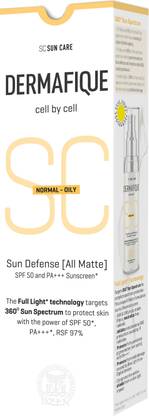 Dermafique Sunscreen - SPF 50 PA++ Sun Defense All Matte, SPF 50, PA +++ Sunscreen, Prevents Tanning & Pigmentation