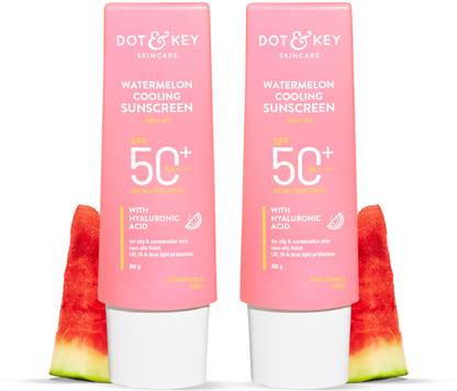 Dot & Key Sunscreen - SPF 50 PA++++ Watermelon Hyaluronic Cooling for Oily,Normal&Combination Skin,Lightweight