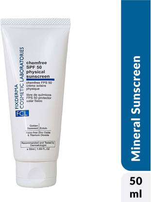 Fixderma Sunscreen - SPF 50 PA+++ Chemfree Physical Sunscreen SPF 50 PA+++, Lightweight, Mineral Sunscreen Lotion