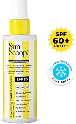 SunScoop Sunscreen - SPF 60 PA++++ Hydrating Fluid Sunscreen | UV Filter Zinc Oxide | No White Cast