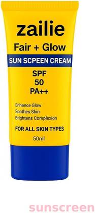 Zailie Sunscreen - SPF 50 PA++ Fair Glow Daily Sun Cream