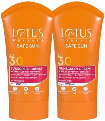 LOTUS HERBALS Sunscreen - SPF 30 PA++ Safe Sun Sunscreen Cream SPF 30 PA++(Pack of 2)