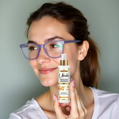 Utkrisht Sunscreen - SPF 60+ PA+++ Khadi Sunscreen Lotion SPF 60 with Non Greasy Texture for All Skin Types