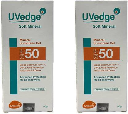 Aurelderma Sunscreen - SPF 50 PA+++ UVEDGE SOFT MINERAL 50G (PACK OF 2)