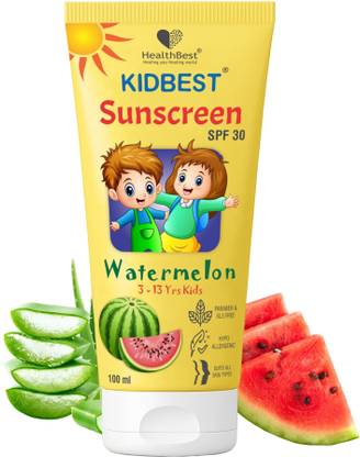HealthBest Sunscreen - SPF 30 PA+++ Paraben, SLS free | Watermelon Flavor | 100ml