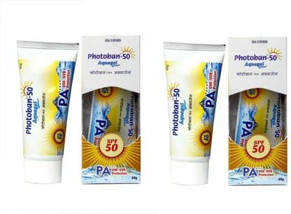 Photoban Sunscreen - SPF 50 PA+++ 50 Aqugel (Pack of 2)