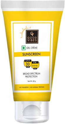 GOOD VIBES Sunscreen - SPF 50 PA+++ UVA & UVB Protection SPF 30 PA+++ Broad Spectrum Gel Creme
