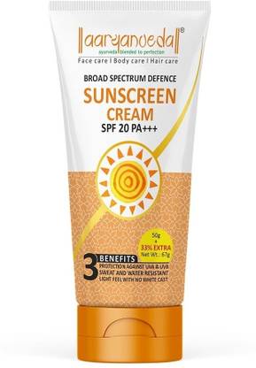 Aaryanveda Sunscreen - SPF 20 PA+++ Sun Protective Sunscreen UVB + UVA, Non Greasy & Water Proof For Men & Women