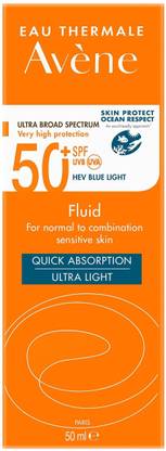 Avene Sunscreen - SPF 50 PA+ Very High Sun Protection SPF50 for Sensitive Normal to Combination skin