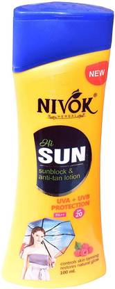 NIVOK Sunscreen - SPF 50 PA++ Sun Sunblock and Anti Tan Lotion | UVA and UVB Protection | PA++ with SPF 20 | All Skin Type | 100 mL