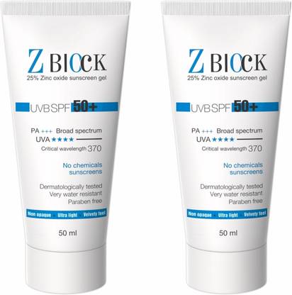 Z-Block Sunscreen - SPF 50 PA+ SPF50+ PA+++ 25%with Zinc Oxide & Vitamin E,Physical