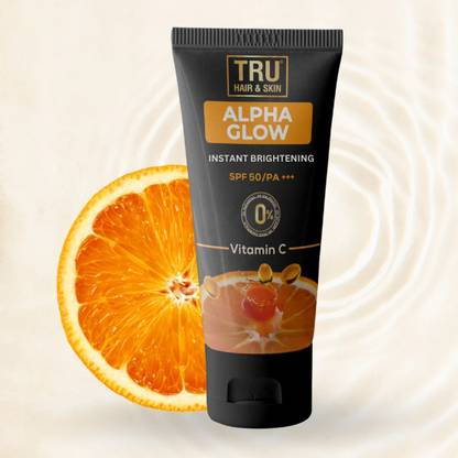 TRU HAIR & SKIN Sunscreen - SPF 50 PA+++ Alpha Glow Sunscreen for Men -SPF 50 | Instant Brightening