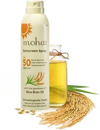 Moha Sunscreen - SPF 50 PA+++ Sunscreen Spray UVA+UVB Protection | Acne Safe | No White Cast | Broad Spectrum