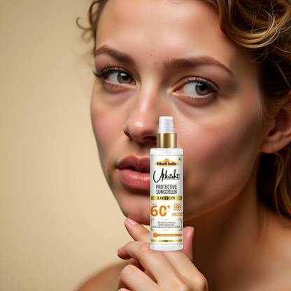 Utkrisht Sunscreen - SPF 60+ PA+++ Khadi Herbal SPF 60 Lotion for Skin Radiance and Summer Care