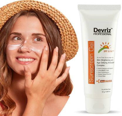 DEVRIZ PROFESSIONAL Sunscreen - SPF 50 PA+++ Sunscreen gel Spf 50 For Dry, Oily Skin, Women & Men With UVA, UVB Protection
