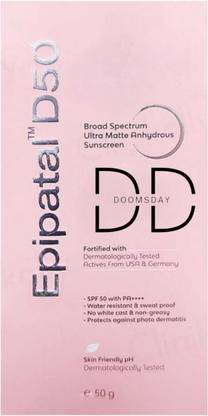 DOOMSDAY Sunscreen - SPF 50 PA++++ EPI-PATAL D50 SUNSCREEN LOTION FOR FULL PROTECTION UVA/AVB RAYS PACK OF 1