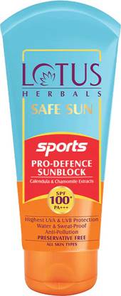 LOTUS HERBALS Sunscreen - SPF 100 PA+++ Safe Sun Sports Pro Defence SunBlock SPF 100 _ 40g