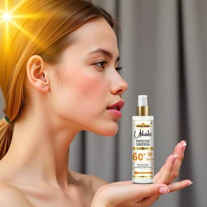 Utkrisht Sunscreen - SPF 60+ PA+++ Khadi Sunscreen Lotion SPF 60 for UV Rays Protection and Glow