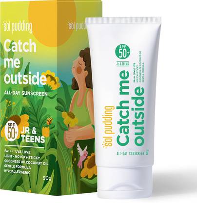 Sol Pudding Sunscreen - SPF 50+ PA+++ Catch Me Outside Kids Sunscreen SPF 50 PA+++ No White Cast Daily and Swim 50 g
