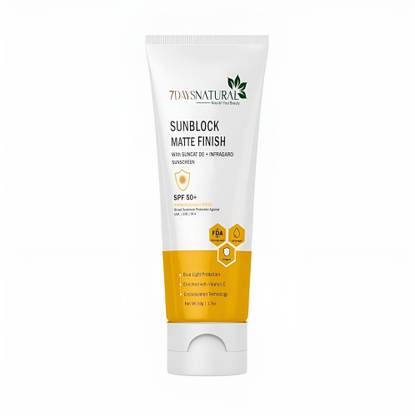 Daysnatural Sunscreen - SPF 50 PA+++ 7Days natural Sunscreen - SPF 50 PA+++ Matte Finish Sunscreen SPF50+
