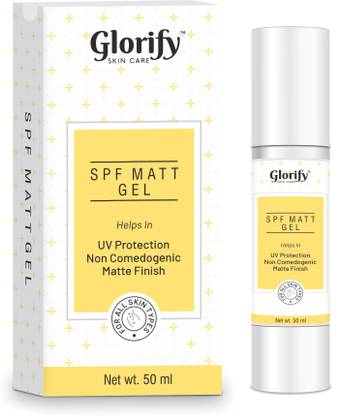 Glorify Sunscreen - SPF 50 PA++ Non Comedogenic Matte Gel Sunscreen for Oily Normal Skin Men Women Girls Boys