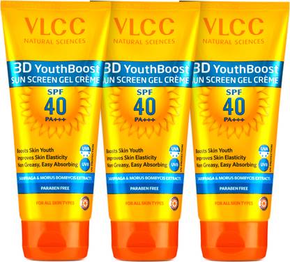 VLCC Sunscreen - SPF 50 3D Youth Boost Sunscreen Gel Cream - 100 g (Pack of 3)