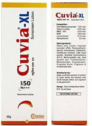 Cuvia Sunscreen - SPF 50 PA+++ XL Sunscreen Lotion - SPF 50 PA+++ (50 g)
