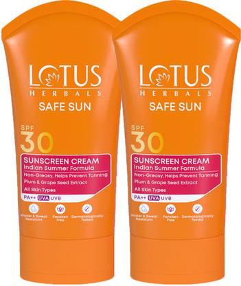 LOTUS HERBALS Sunscreen - SPF 40 PA++ Sun Sunscreen Cream SPF 30 PA++(PACK OF 2)