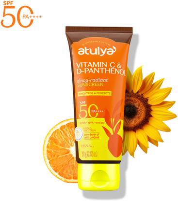 Atulya Sunscreen - SPF 50, PA++++ ,Vitamin C & D’ Panthenol, Sunscreen | Protect from UVA/UVB Rays -