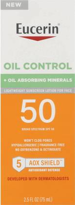 Eucerin Sunscreen - SPF 50 Face Oil Control Sunscreen Lotion SPF 50