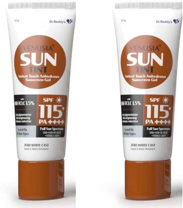 venusia Sunscreen - SPF 115 PA++++ Tinted sunscreen || Full spectrum protection |50 g x Pack of 2