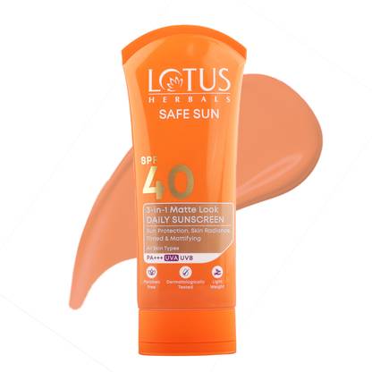 LOTUS HERBALS Sunscreen - SPF 40 PA+++ SafeSun 3in1 Matte Look Daily Tinted sunscreen