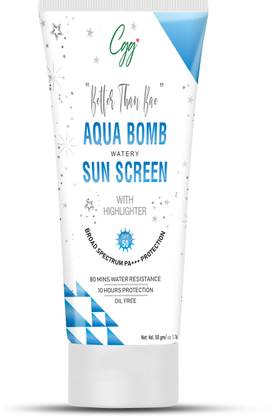 CGG Cosmetics Sunscreen - SPF 50 PA+++ Aqua Bomb Watery Sunscreen Cream SPF 50 Broad Spectrum PA+++ Protection-50gm
