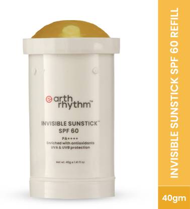 Earth Rhythm Sunscreen - SPF 60 PA++++ Sunstick SPF 60 Invisible Sunscreen, PA++++, Non Sticky, Water Resistant - 40gm