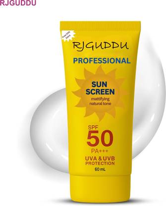 RJ GUDDU Sunscreen - SPF 50 PA+++ Natural Sunscreen Cream with SPF 30